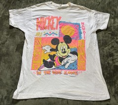 Vintage Mickey Mouse Sleep Shirt White One Size Hawaii Wave Zone Sherry 90s USA