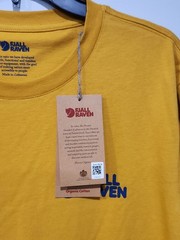 Fjallraven NWT Shirt Mens L Ochre Yellow Short Sleeve 100% Organic Cotton Logo