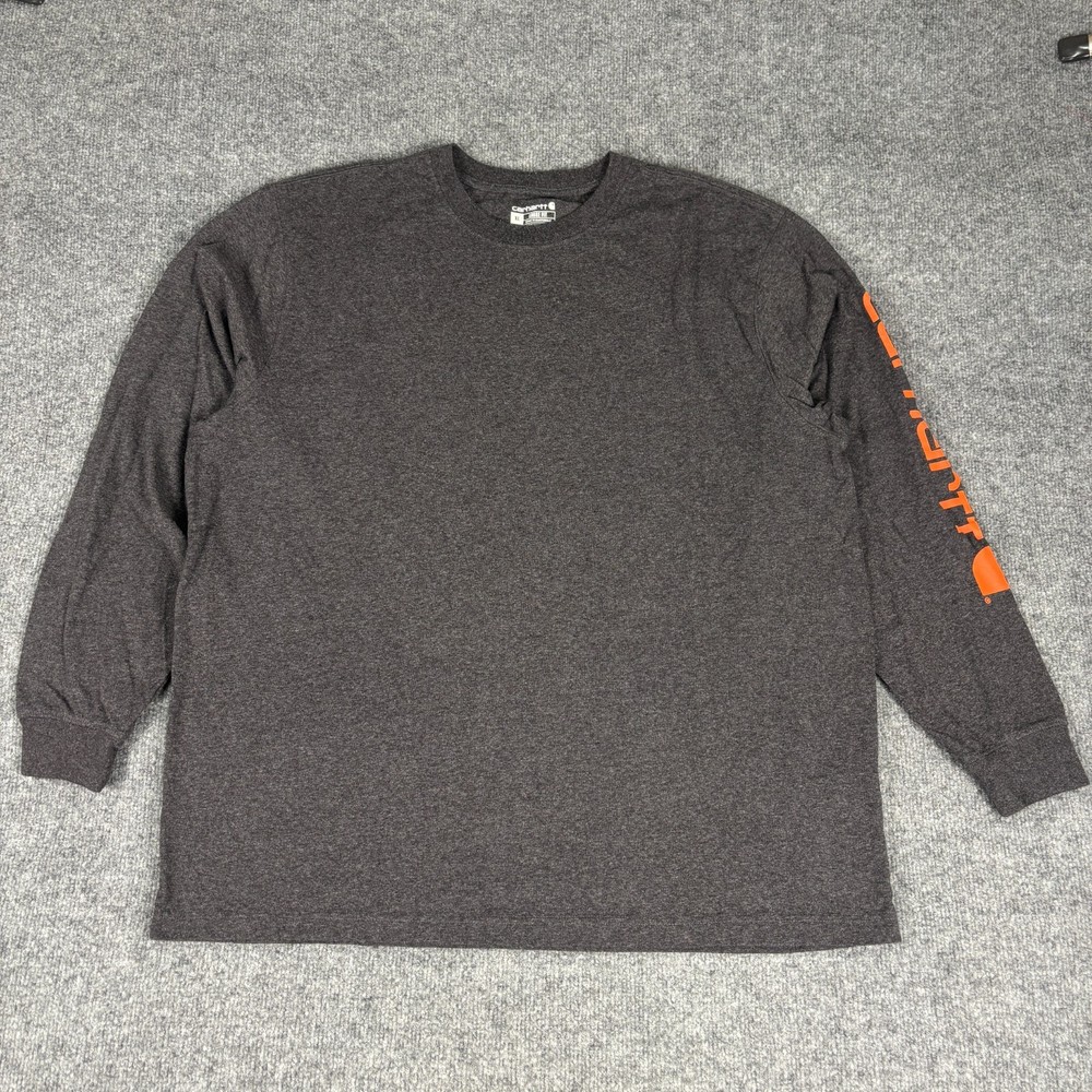 Carhartt K231 Original Fit Long Sleeve Graphic Logo Sleeve Shirt XL Gray