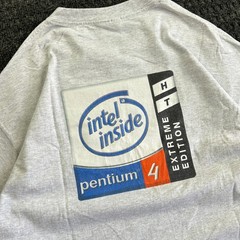 Vintage Intel Inside T Shirt Pentium 4 HT Extreme Edition y2k XL Gray PC Compute