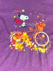 Bella + Canvas Purple T-Shirt UNISEX Large SNOOPY/Bike/Leaves Short Sleeves Crew