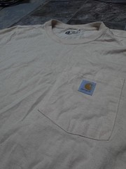 Carhartt K87 Pocket T Shirt Mens Medium Loose Fit Heavyweight Workwear Cream