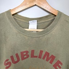 Vintage Sublime T-Shirt Medium Green 2002 Rock Band Tee Sun Face Y2K Distressed