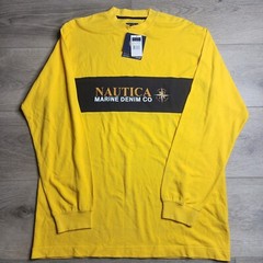 Nautica Marine Denim Co Original Yellow Long Sleeve Shirt Large