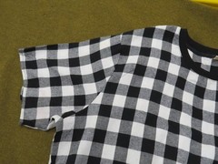 LILBETTER Men’s T-Shirt Black White XL Gingham Plaid Curved Hem Side Zip NWOT