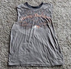 Harley-Davidson Vintage Screamin Eagle Men’s Cuff Off Grey Shirt Size XL