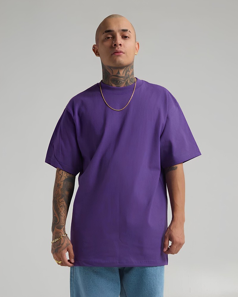 Shakawear Men Purple Max Heavyweight Short Sleeve Tee Shirt 7XL Big Tall Blank T