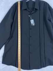 NWT Coofandy Button Up Shirt Men Sz L Black Long Sleeve Vacation Cuban