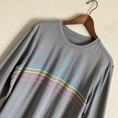 Mens M Shirt Gray Long Sleeve Sun Protection UPF 30 Beach Surf Outdoor Burnside