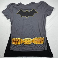 Batman Mens Gray Graphic T-Shirt with Detachable Cape DC Comics Size L Large