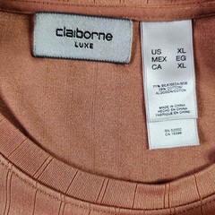 Vintage Y2K Claiborne LUXE Silk Blend Rib Knit T-shirt XL Orange Luxury Crew Tee
