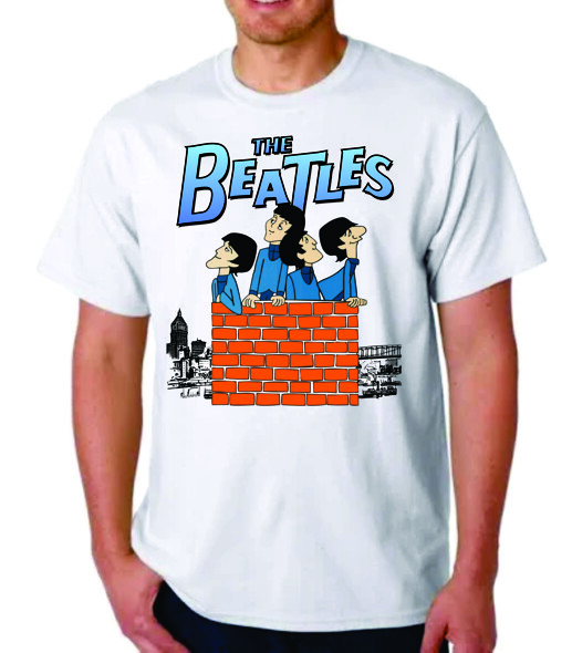 THE BEATLES CARTOON ON THE ROOF! T-SHIRT TEE John Paul George Ringo