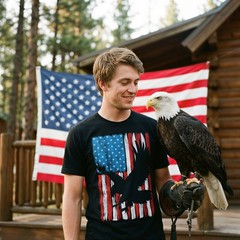 Mens Eagle In Flag Awesome T Shirt Fourth Of July Graphic Tee for Men