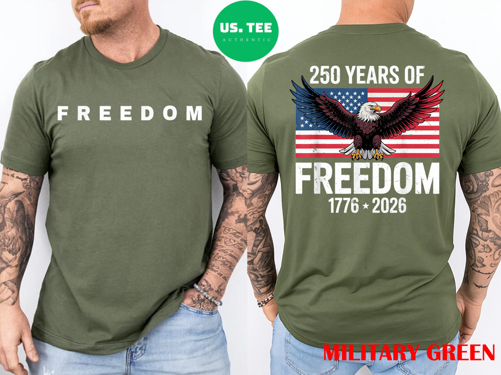 250 Years 1776-2026 Vintage 250th Birthday 4th of July Flag Front Back T-Shirt