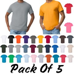 Gildan Mens Heavy 100% Cotton (Pack Of 5) Bulk Plain Adult T-Shirt Tee 5000