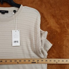 VINCE Shirt Mens Large Tan Stripe Pullover Crew Short Sleeve T-Shirt Tee $148