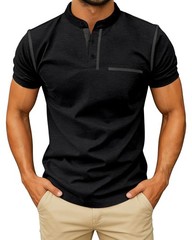 Mens Casual Short Sleeve Henley Shirt Button Front T Shirt with Pocket Lightw…