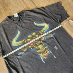 Vintage 90s The Rock Layin The Smack Down WWF Brahma Bull Tshirt Size L Black
