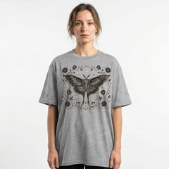 Luna Moth Galaxy Roses T-Shirt Gothic Witchy Celestial Boho Night Sky Gift Tee