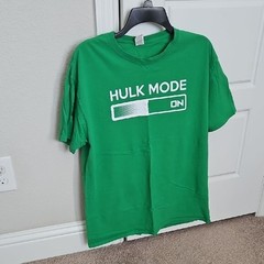 Fruit of the Loom Hulk Mode On Men’s T-Shirt in Green Size L
