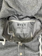 Bylt Gray Drop Cut Hooded Henley Lux Long Sleeve Cotton/Polyester/Spandex Size M