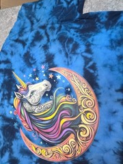 Fantasy Celtic Moon Unicorn Colortone Crystal Wash Blue XL New!