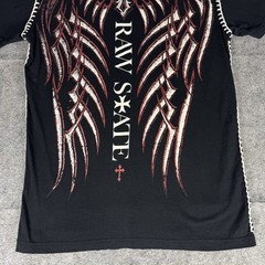 Raw State Shirt Knit Double Sided Size XL Cross Grunge Cyber Graphic Print Y2K