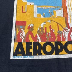 Vintage 80s Art Deco Shirt Mens 2XL Single Stitch Au Maroc Par Avion Airplane