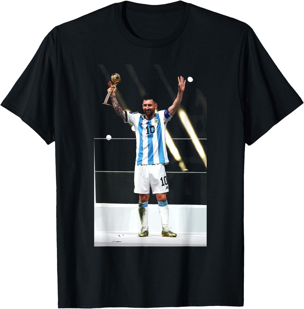 Lionel Messi Argentina 2022 Qatar World Cup Winners Football T-Shirt