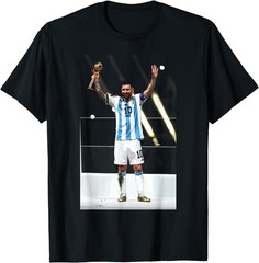 Lionel Messi Argentina 2022 Qatar World Cup Winners Football T-Shirt