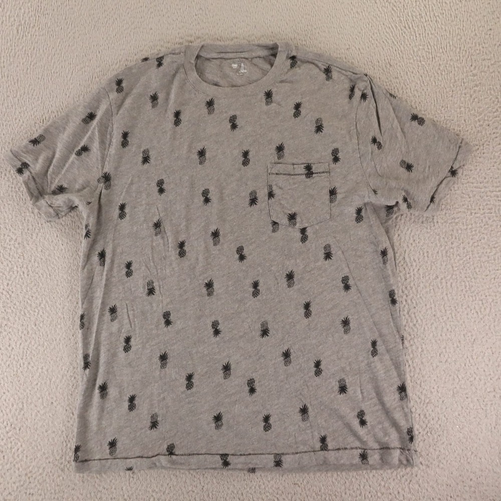 Gap Shirt Mens L Gray 100% Cotton All Over Print AOP Pocket