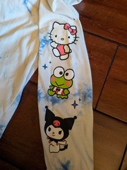 HELLO KITTY KEROPPI KUROMI TIE-DYE LONG SLEEVE T-SHIRT MENS SMALL Women’s Medium