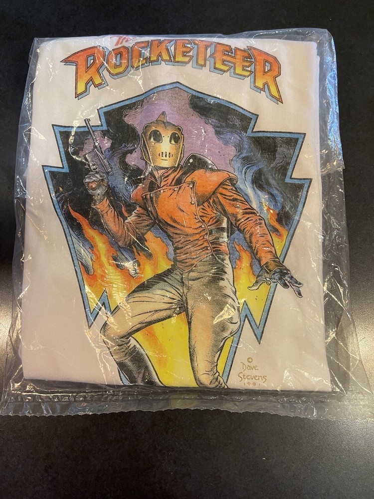 The Rocketeer T-Shirt Dave Stevens 1991 SSTop L Stedman Tag. NOS Rare