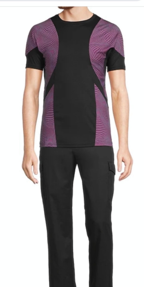 NWT- Murano Men’s 3XT Stretch Short Sleeve T.Shirt Black Purple Liquid Luxury