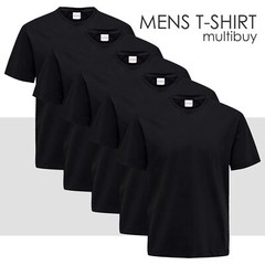 Mens 5 Pack Black T-shirt Short Sleeved Tee 100% Cotton Top Bundle S M L XL XXL