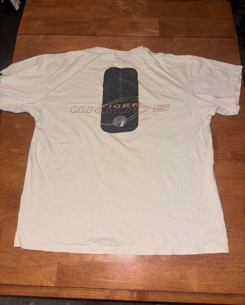 Cream Nike 90s Tiger Woods back graphic tee men’s L Made in USA