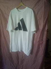 adidas Men’s Big & Tall White Solid Crew Neck Logo T-Shirt Short Sleeve 3XLT