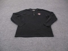 Harley Davidson Shirt Mens XL Black Biker Henley Woven Casual Pullover Y2K