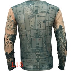 New China Landscape Painting Palace Tattoo T-Shirt Tattoo Tops Sport Plus Size