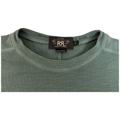 RRL Ralph Lauren Men’s Small Henley Shirt Green Waffle Knit Long Sleeve Thermal
