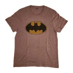 New DC Comics Distressed Batman Logo Mens XL Soft Light Heather Grey Tee