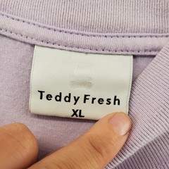 Teddy Fresh Shirt Mens XL Lavender Long Sleeve Mock Neck Embroidered Bear