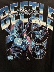 DC Comics Blue Beetle Graphic T-Shirt Black Short Sleeve Superhero Tee Size M