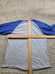 Facebook Shirt Mens XL Gray Blue Raglan 3/4 Sleeve Baseball Tee Logo LAT