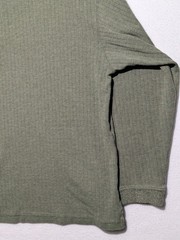 Consensus Sportswear Ribbed Henley Long Sleeve Shirt Size L Mossy Green Cotton