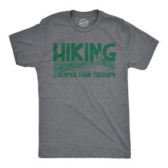 Mens Hiking Cheaper Than Therapy Funny Camping Outdoor Summer T shirt