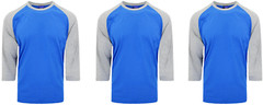 3 Packs Men’s 3/4 Sleeve Crew Neck Raglan Jersey Baseball Tee Shirts Size Small