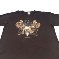 Vintage 1998 Planet Hollywood New York Skull Sword Graphic T-Shirt Mens XL Black