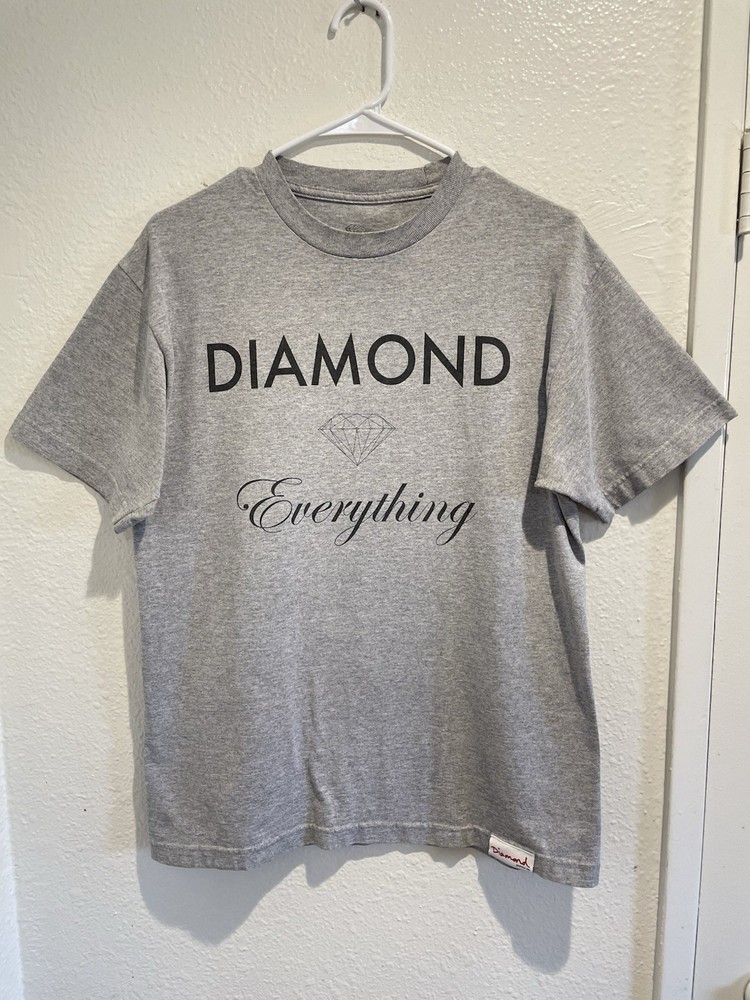 Diamond Supply Co Mens T-Shirt Medium Gray Red Script Logo OG Classic Skateboard