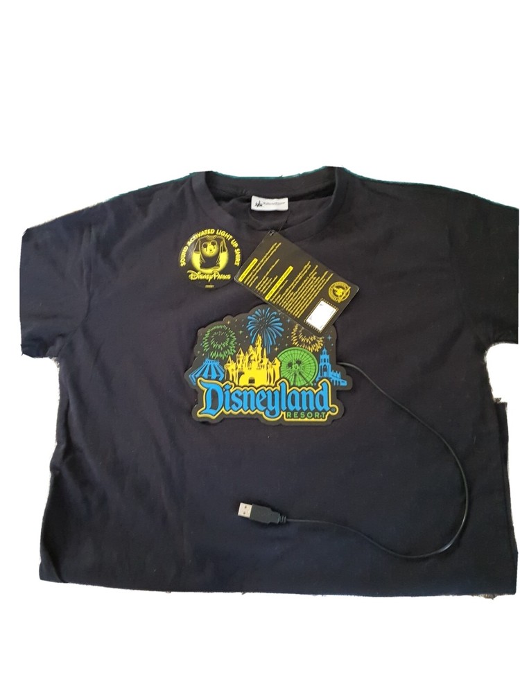 Walt Disney World (WDW) Sound Activated Light Up T-Shirt, Size XL, Black, BNWT